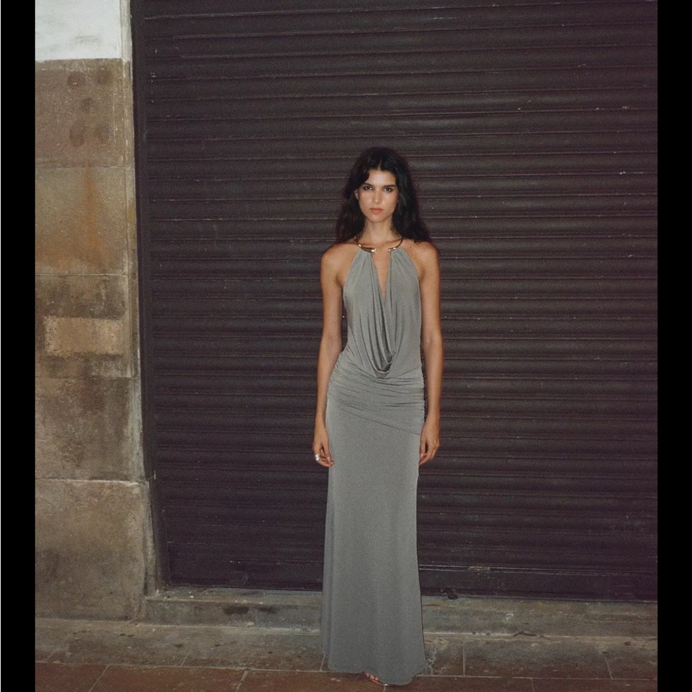 Zara Gray Backless Maxi Dress
